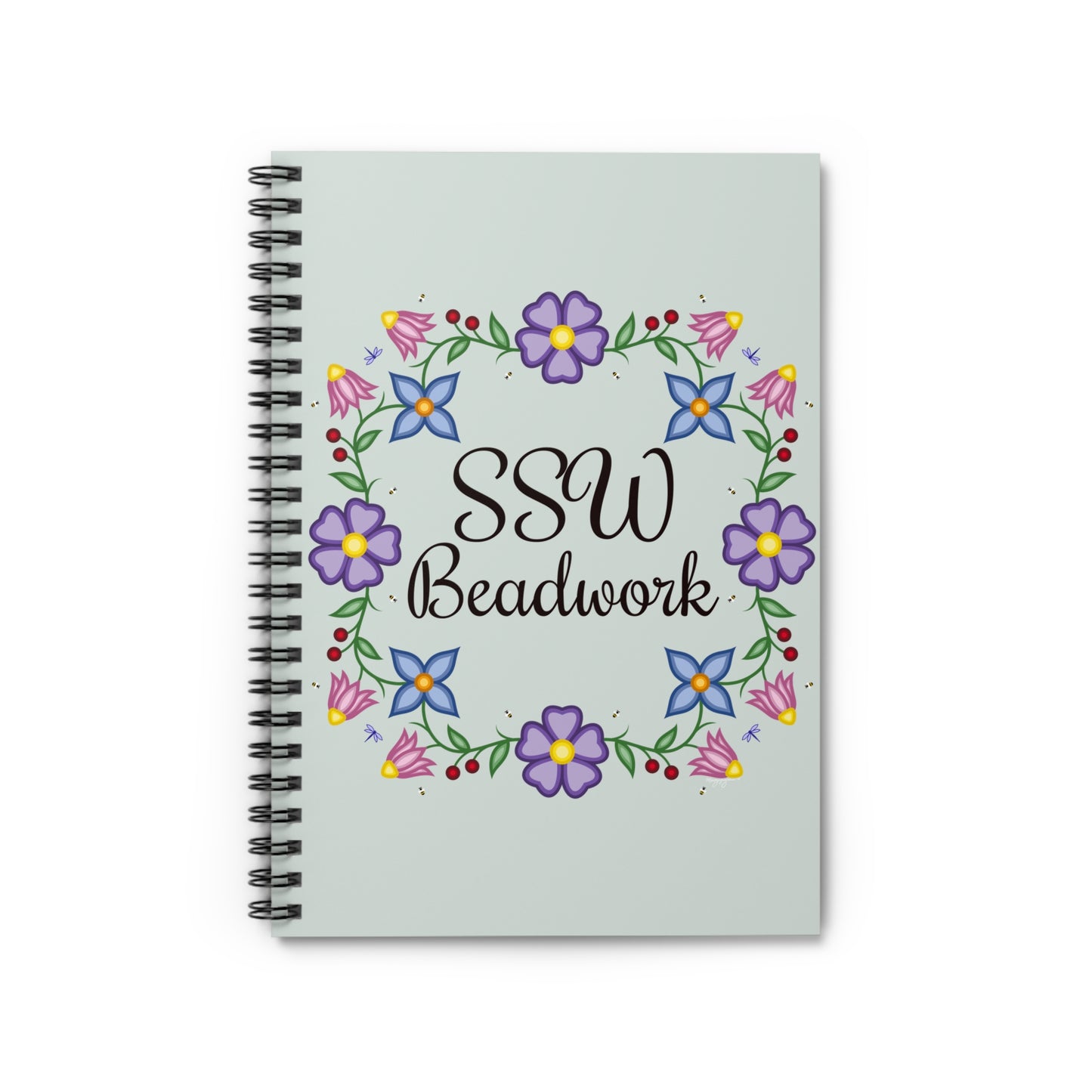 Sage Green Floral Spiral Notebook - Ruled Line