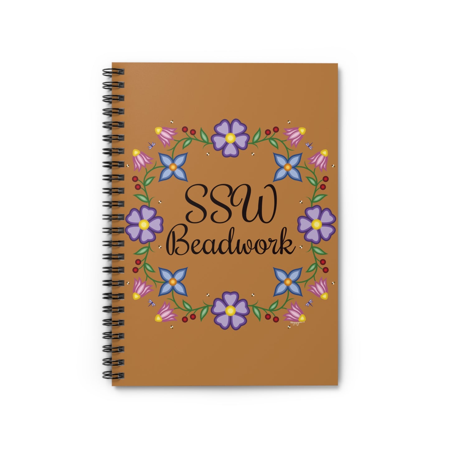 Brown Floral Spiral Notebook - Ruled Line