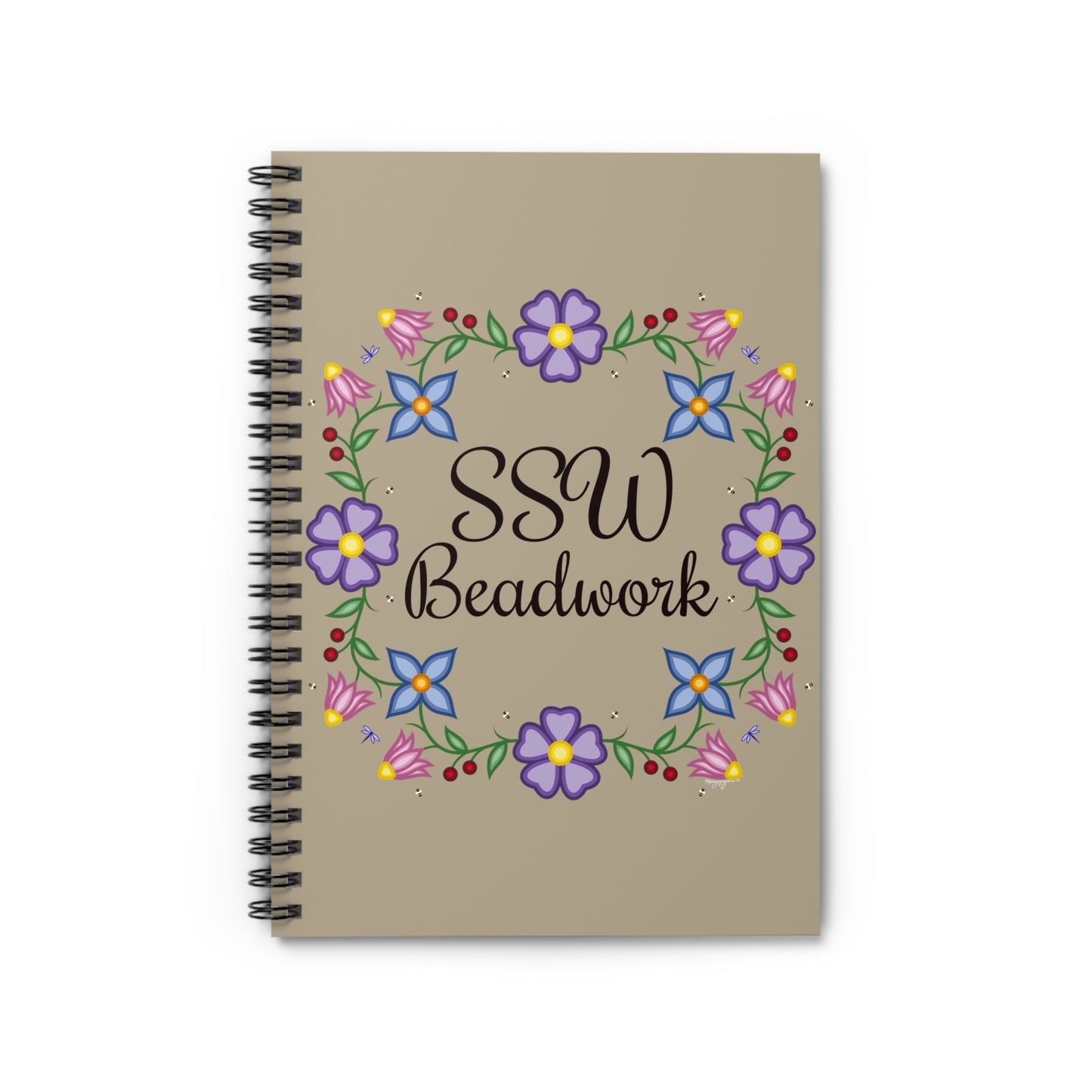 Tan Floral Spiral Notebook - Ruled Line