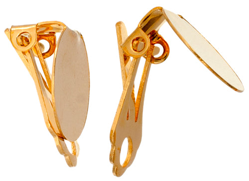 Earring Clip-on Flat 14mm LF/NF Gold - 2 Pairs
