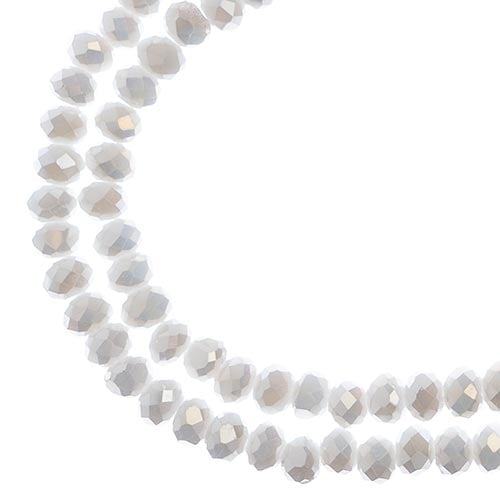 Crystal Lane DIY Rondelle 2 Strand 7in (apx110pcs) 3x4mm Opaque White AB