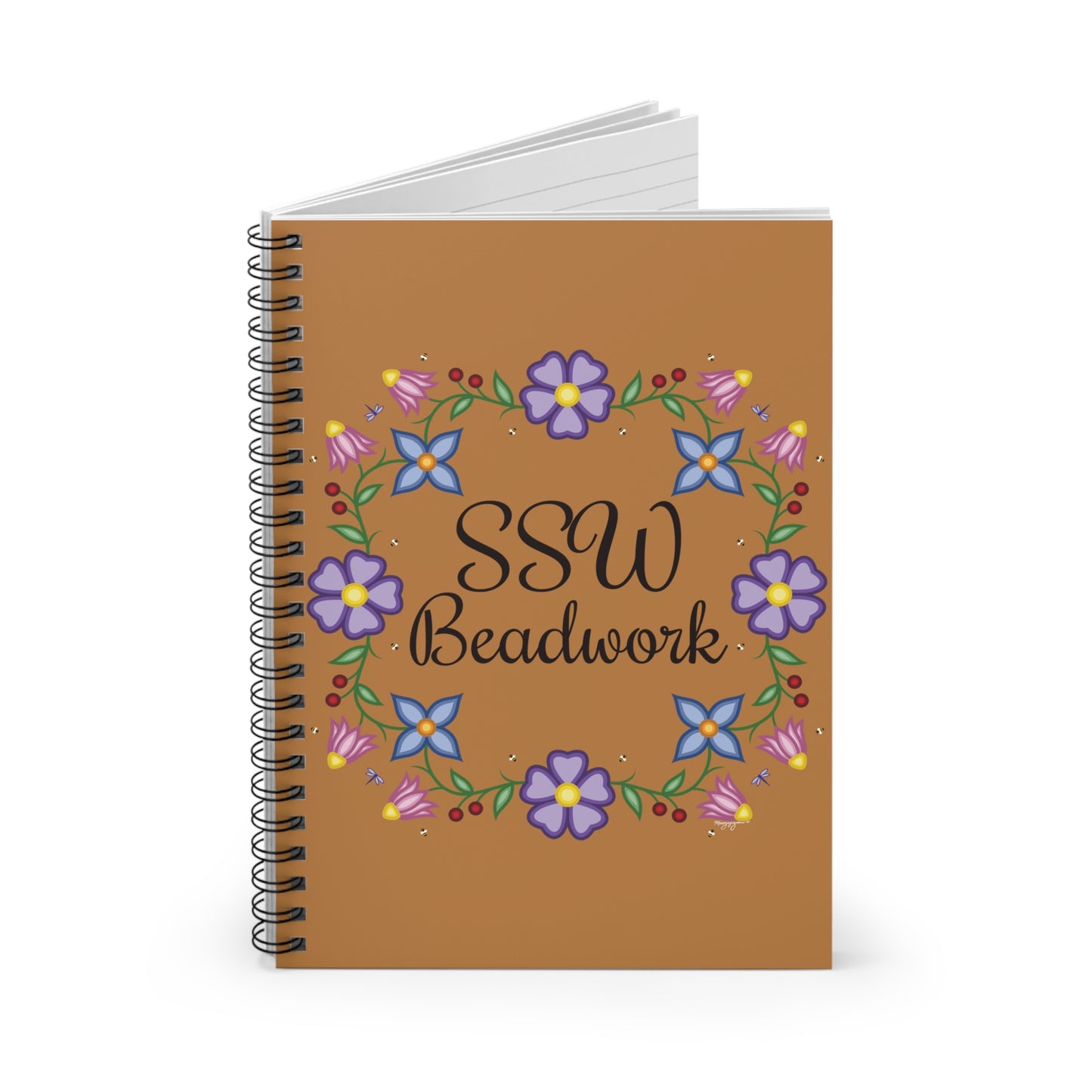 Brown Floral Spiral Notebook - Ruled Line