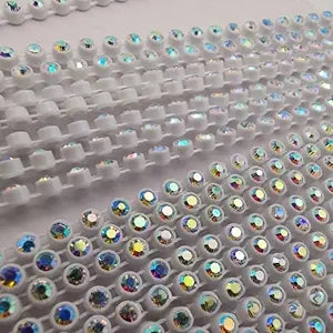 ss6 AB Rhinestone Banding - 1 yard White