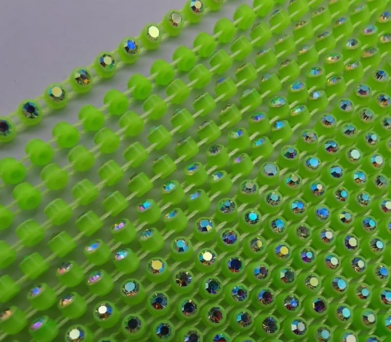 ss6 AB rhinestone banding - 1 yard Bright Green