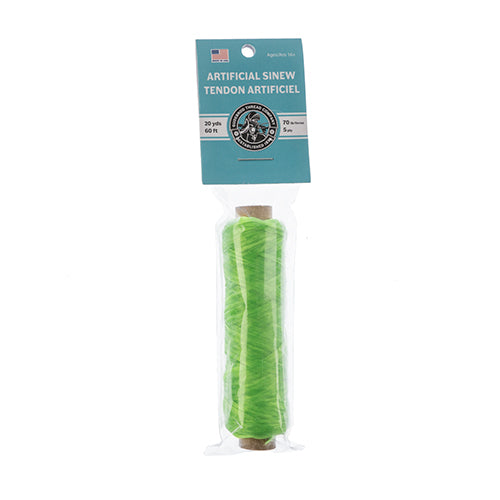 Gudebrod Sinew Bobbin 60ft (20yd) Neon Green 5ply 70lb test Made in USA