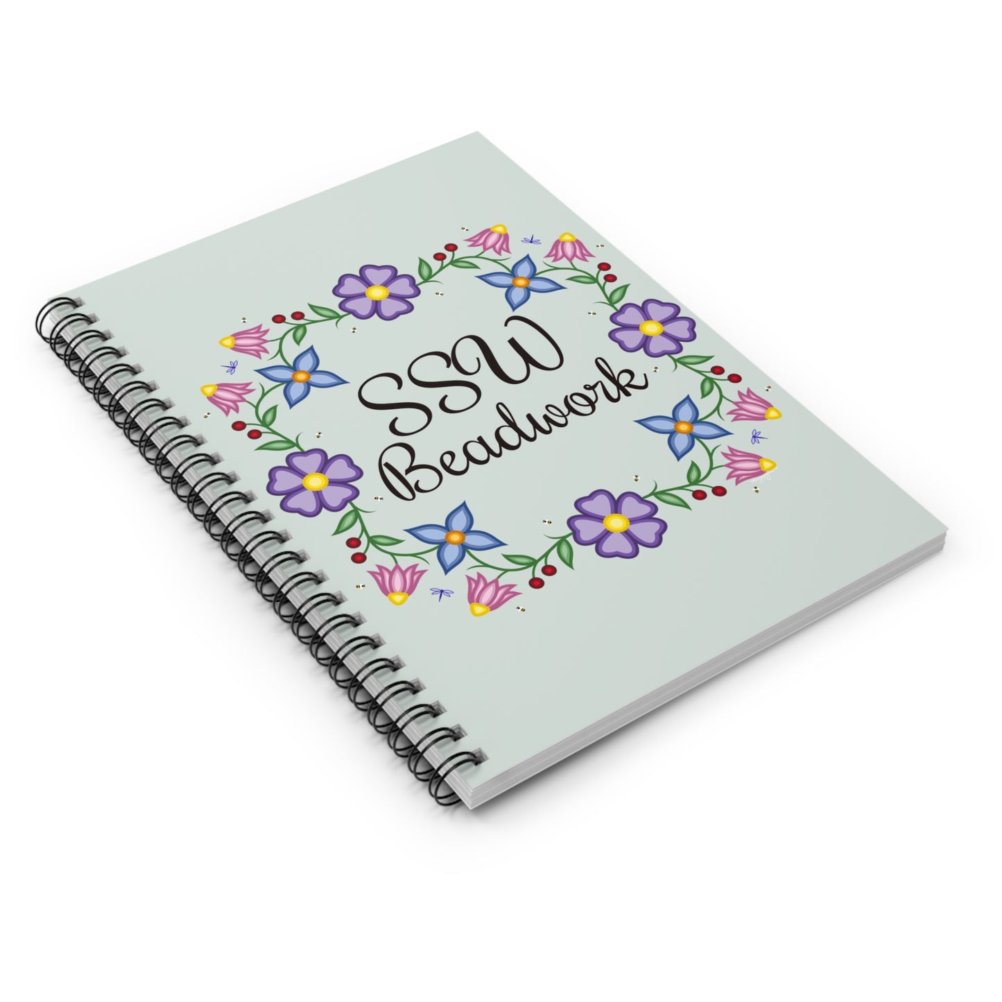 Sage Green Floral Spiral Notebook - Ruled Line