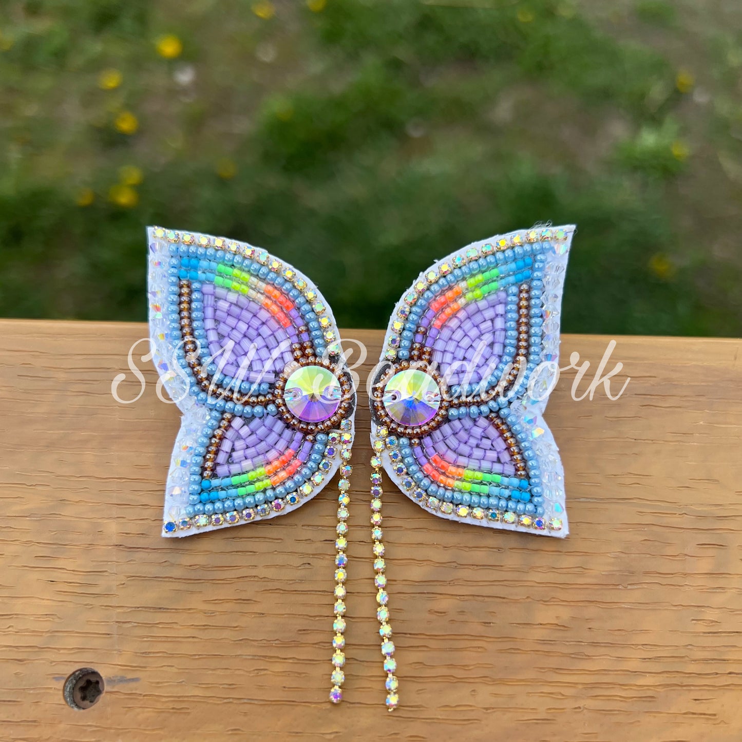 Large Blue Butterfly Earrings