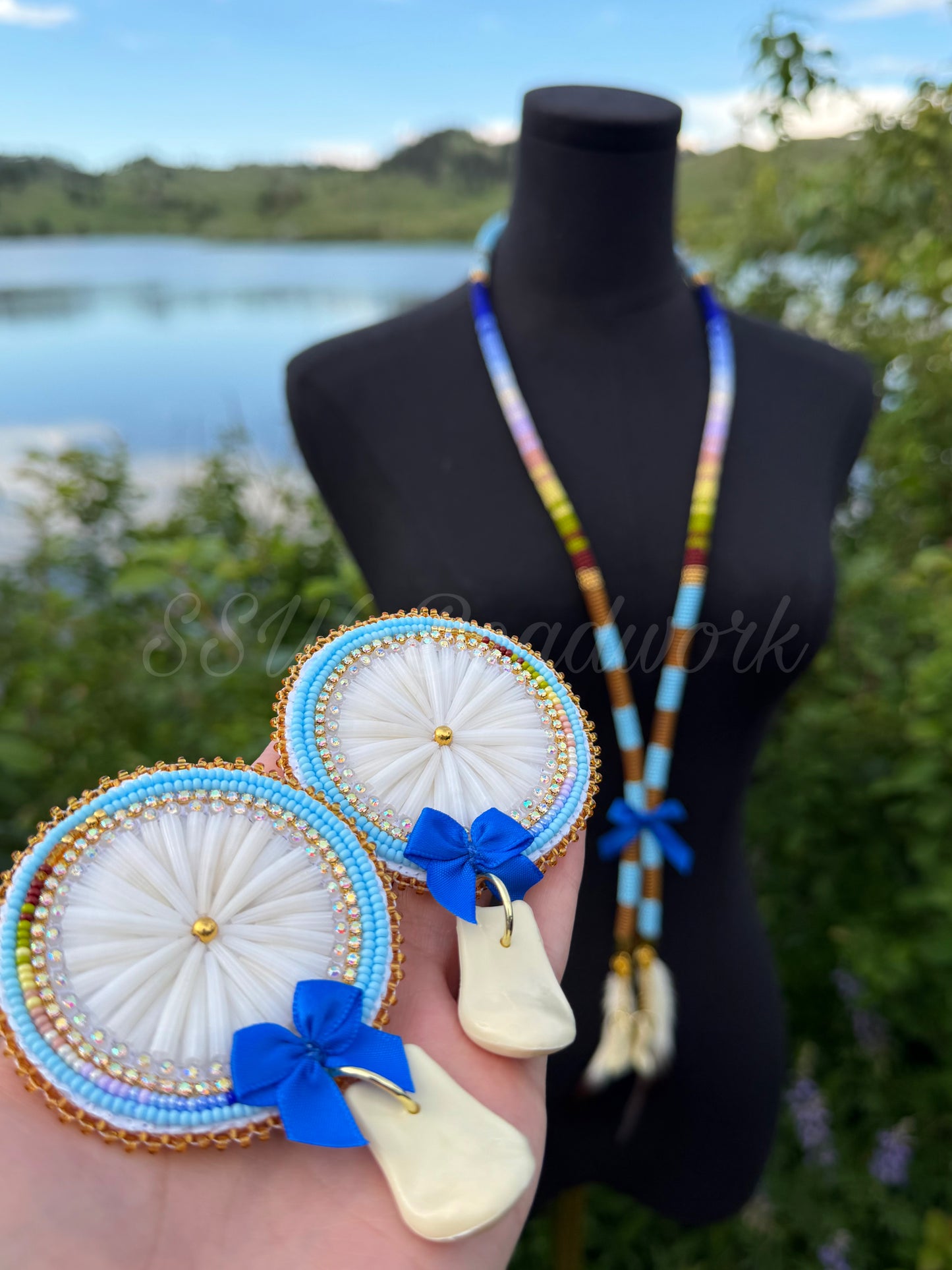 Pale Blue Topaz Beaded Set 🫐🌿