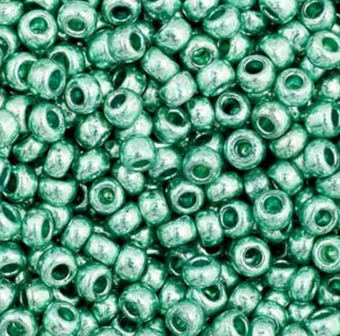Czech Seed Bead 11/0 Vial Metallic Green apx23g