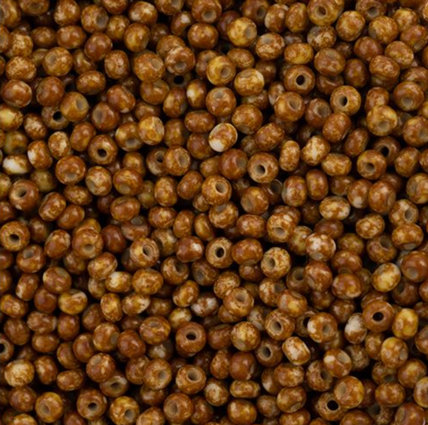 Czech Seed Bead 11/0 Vial Opaque Travertine on Chalk White apx23g