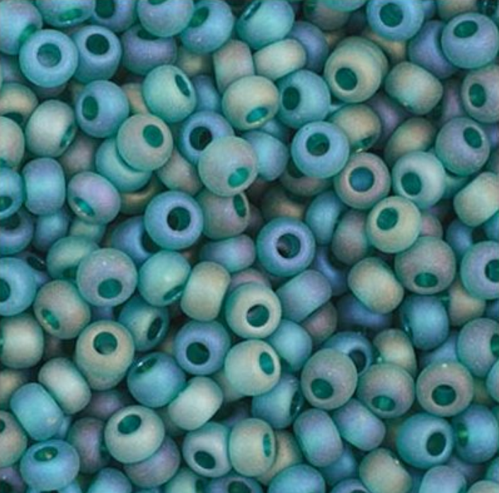 Czech Seed Bead 11/0 Vial Transparent Teal AB Matt apx23g