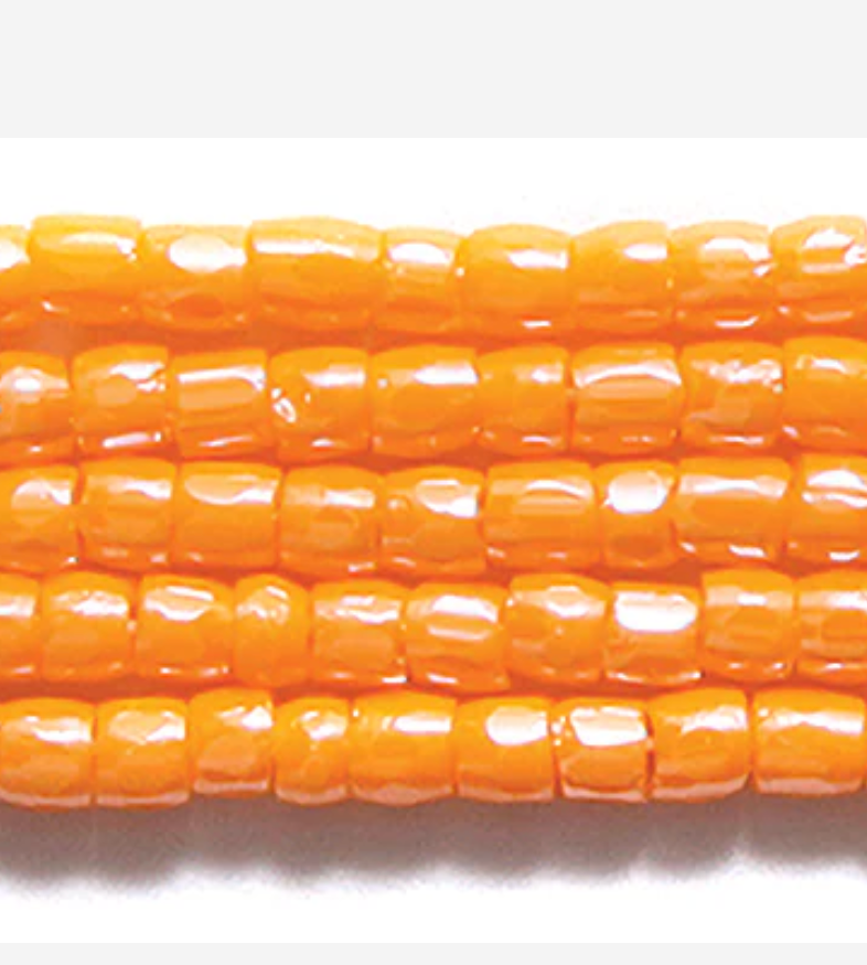 CZ Seed Bead 3-cut Opaque LT Orange Luster 9/0