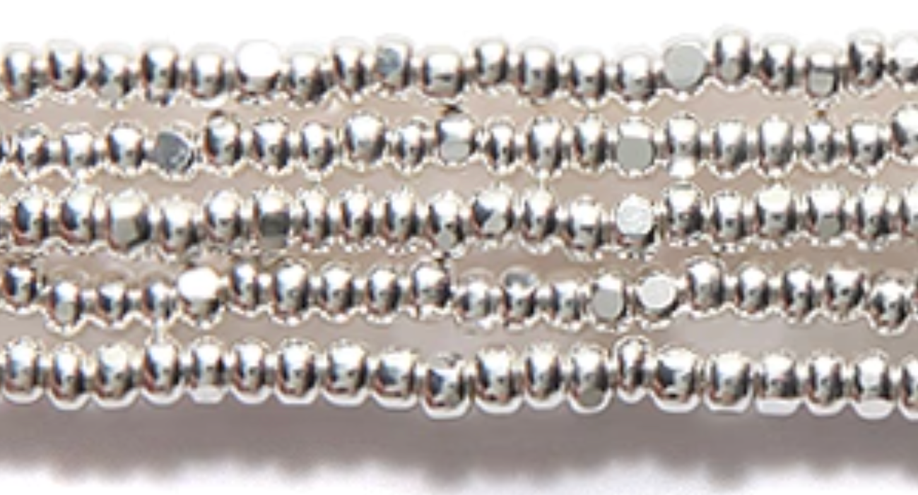 11SB813-SA: CZ Seed Bead True Cut Sterling Silver Plate 6 Strand Hank 11/0