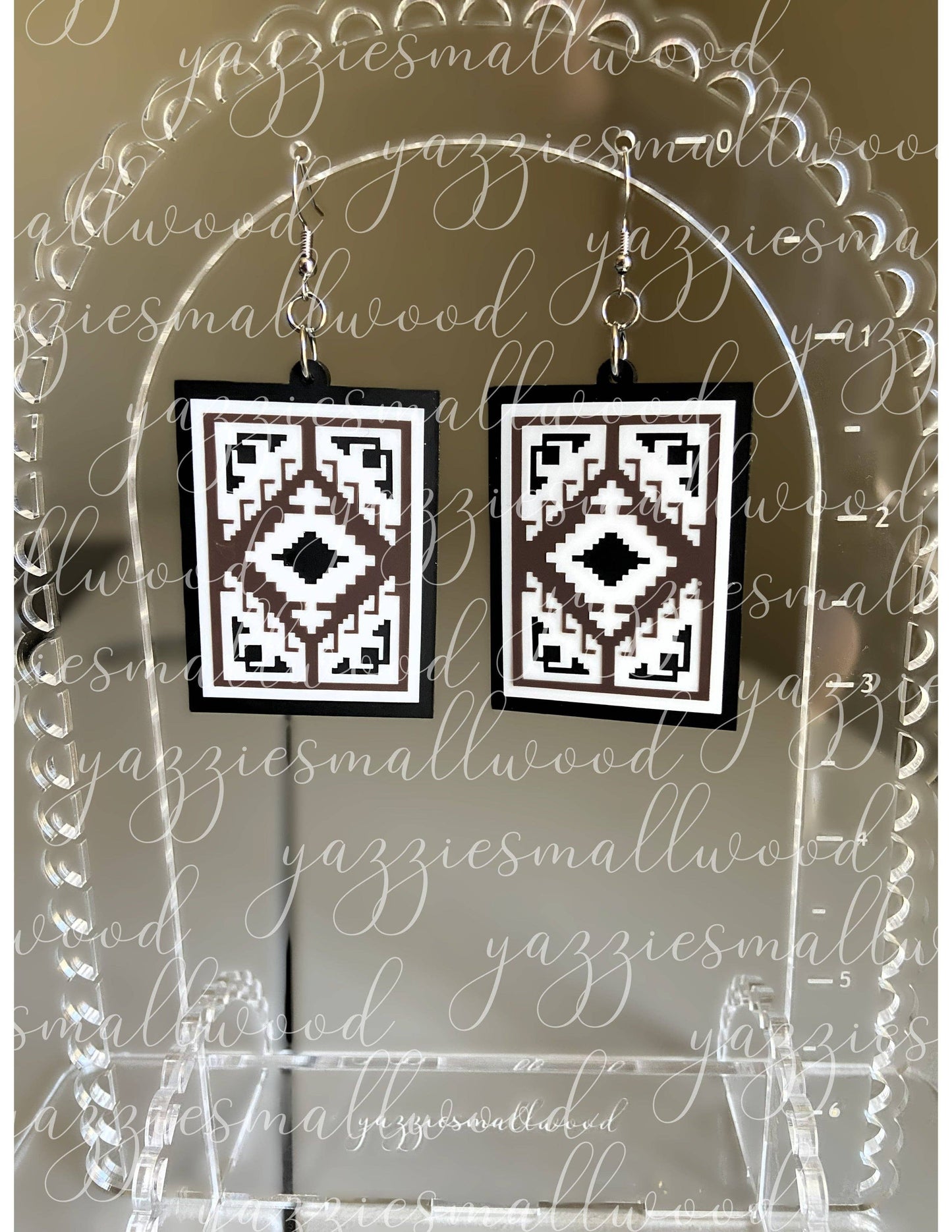 yazziesmallwood - Navajo Rug Dangles: Brown Light
