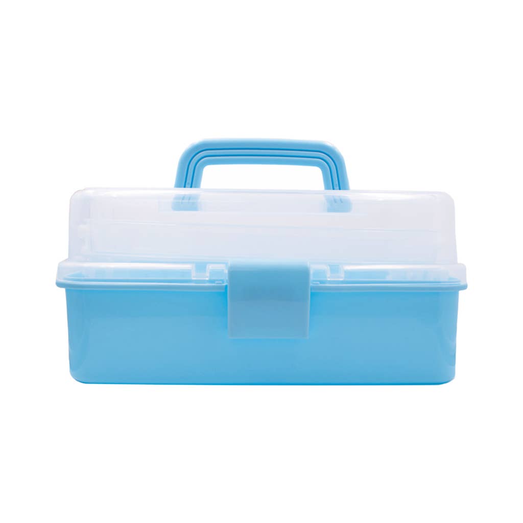 Storage Box – 3-Layer Plastic Organizer, Blue, 11x6.7x5in