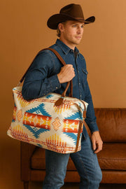 Southwest Printed Duffle Bag – White River Cream x Turquoise