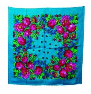 FSF-BLU - 30" Square Scarf
100% Acrylic
floral Border Patte