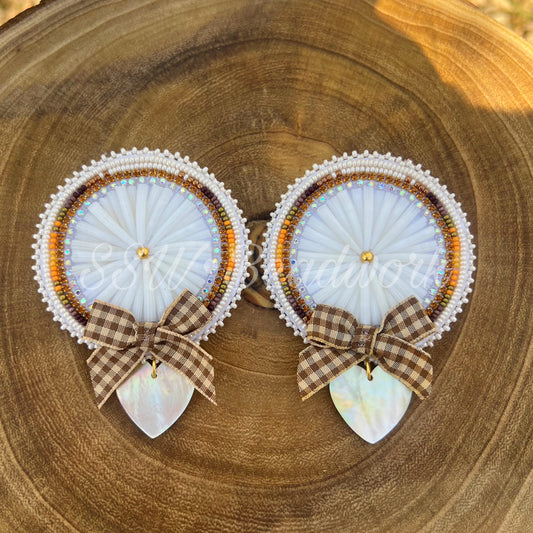 ✨X-Large Dentalium Shell Earrings with Mother of Pearl Hearts✨