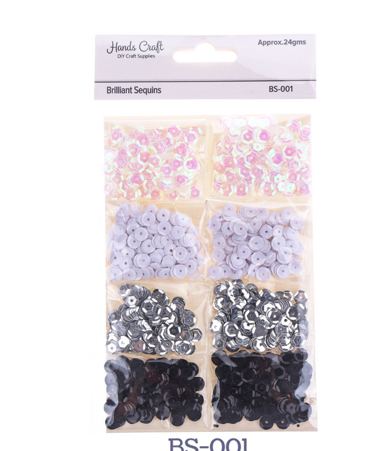 Craft Sequins: BS-001 White/Silver/Black