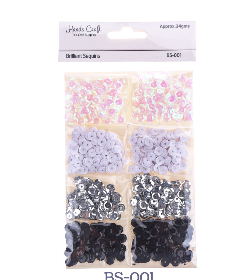 Craft Sequins: BS-001 White/Silver/Black