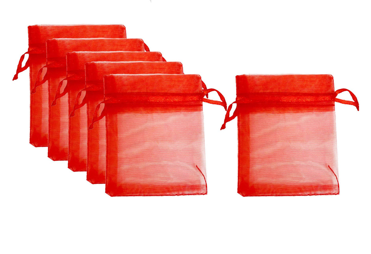 Organza Bag-RED, 6ct Asstd. Medium