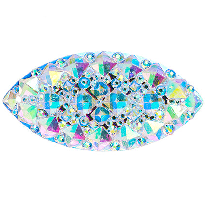 Resin Sew-on GummySpike Navette 20x40mm Crystal AB