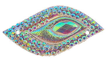 Resin Sew-On Peacock 16x30mm Tulip Crystal AB
