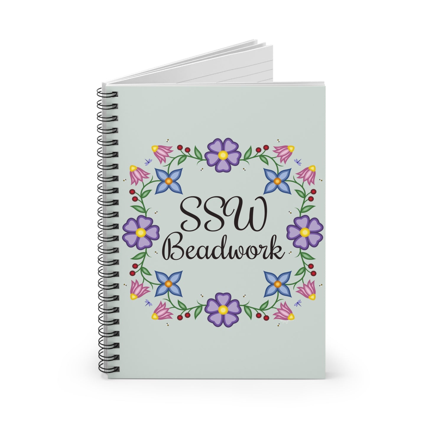 Sage Green Floral Spiral Notebook - Ruled Line
