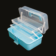 Storage Box – 3-Layer Plastic Organizer, Blue, 11x6.7x5in