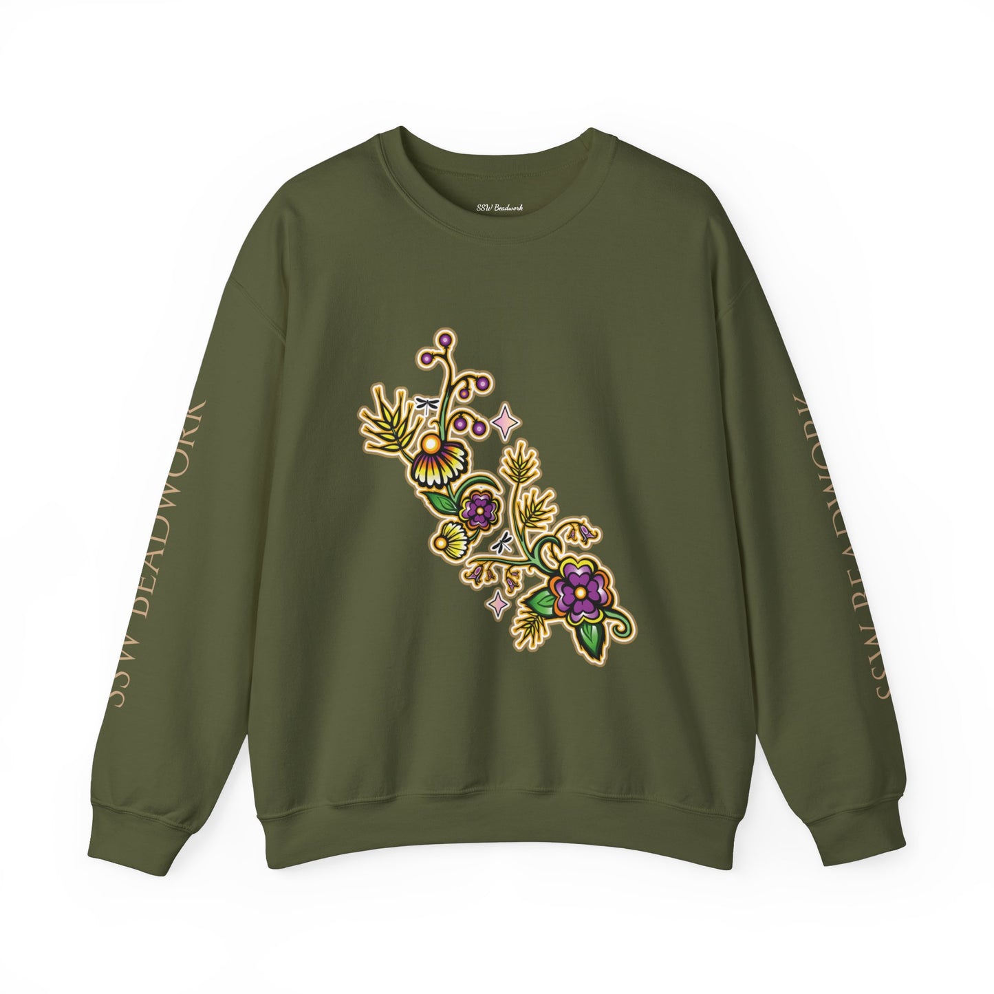 Green Unisex Floral Crewneck