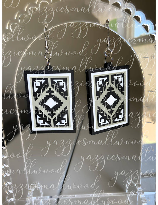 yazziesmallwood - Navajo Rug Dangles: Gray