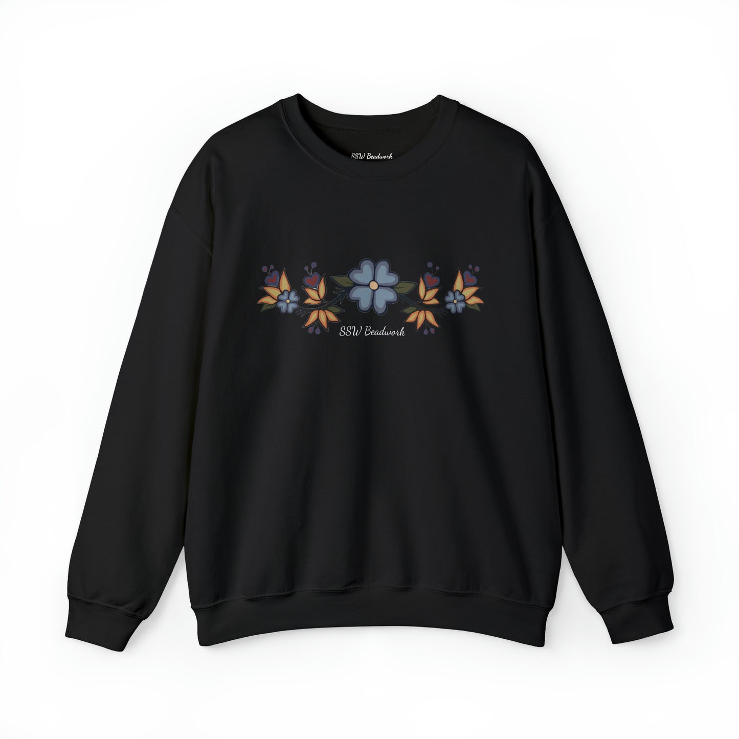 Black Floral Unisex Crewneck