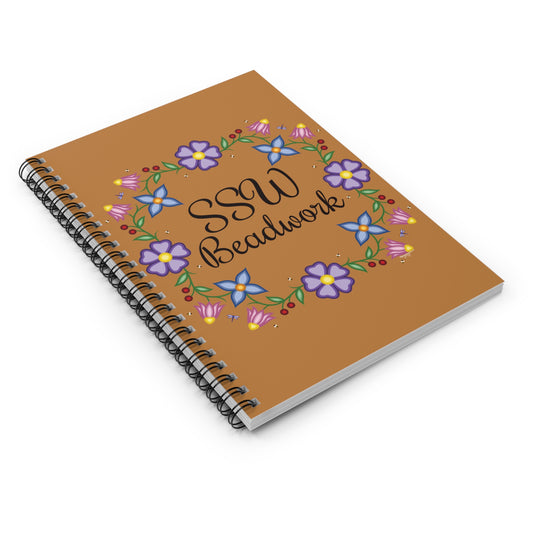 Brown Floral Spiral Notebook - Ruled Line