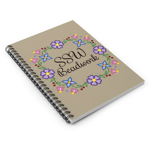 Tan Floral Spiral Notebook - Ruled Line