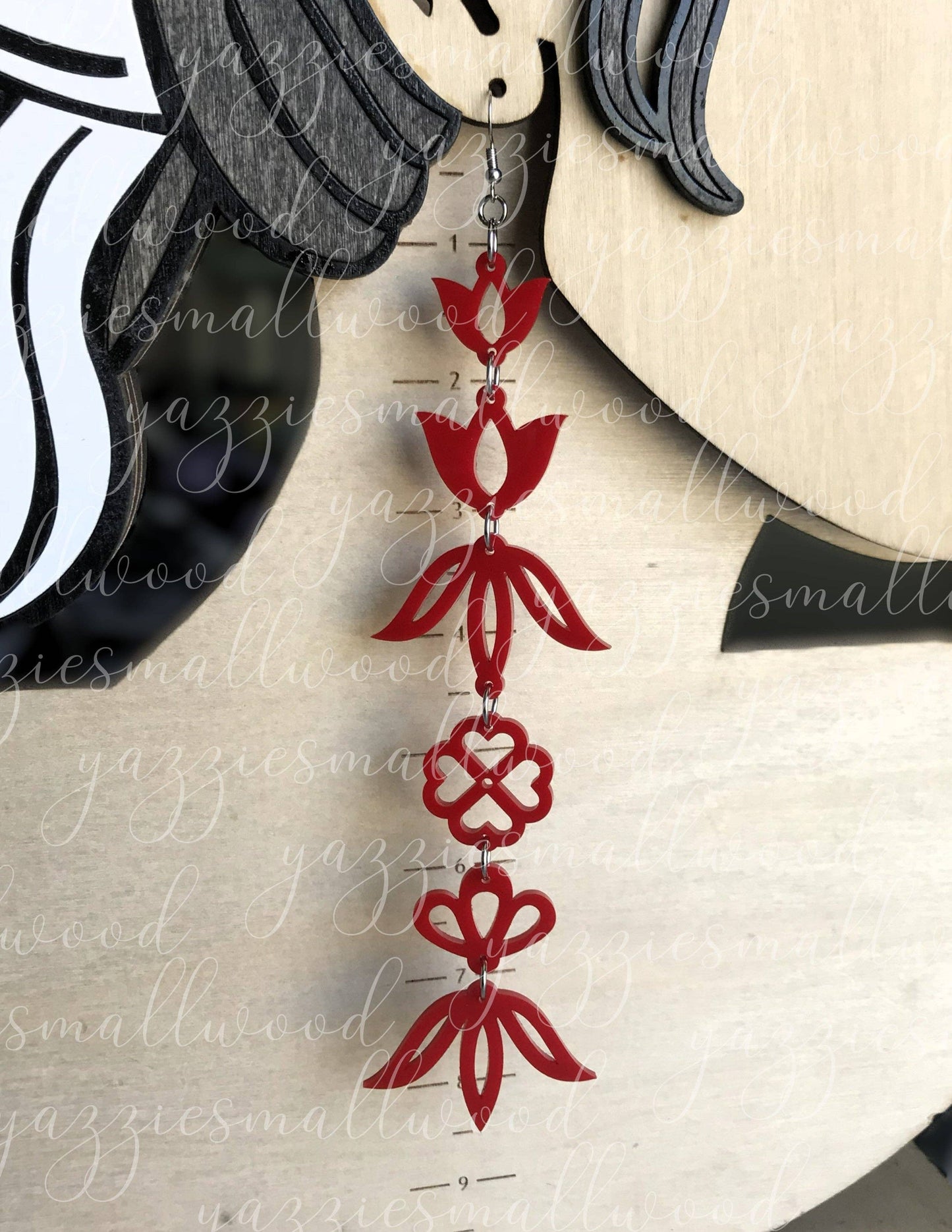 yazziesmallwood - Whimsical Florals XL earrings: Gold Mirror Flake