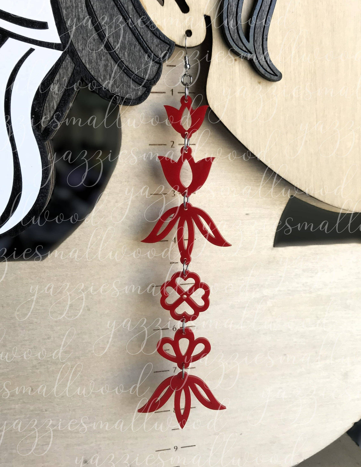 yazziesmallwood - Whimsical Florals XL earrings: Purple Mirror Flake