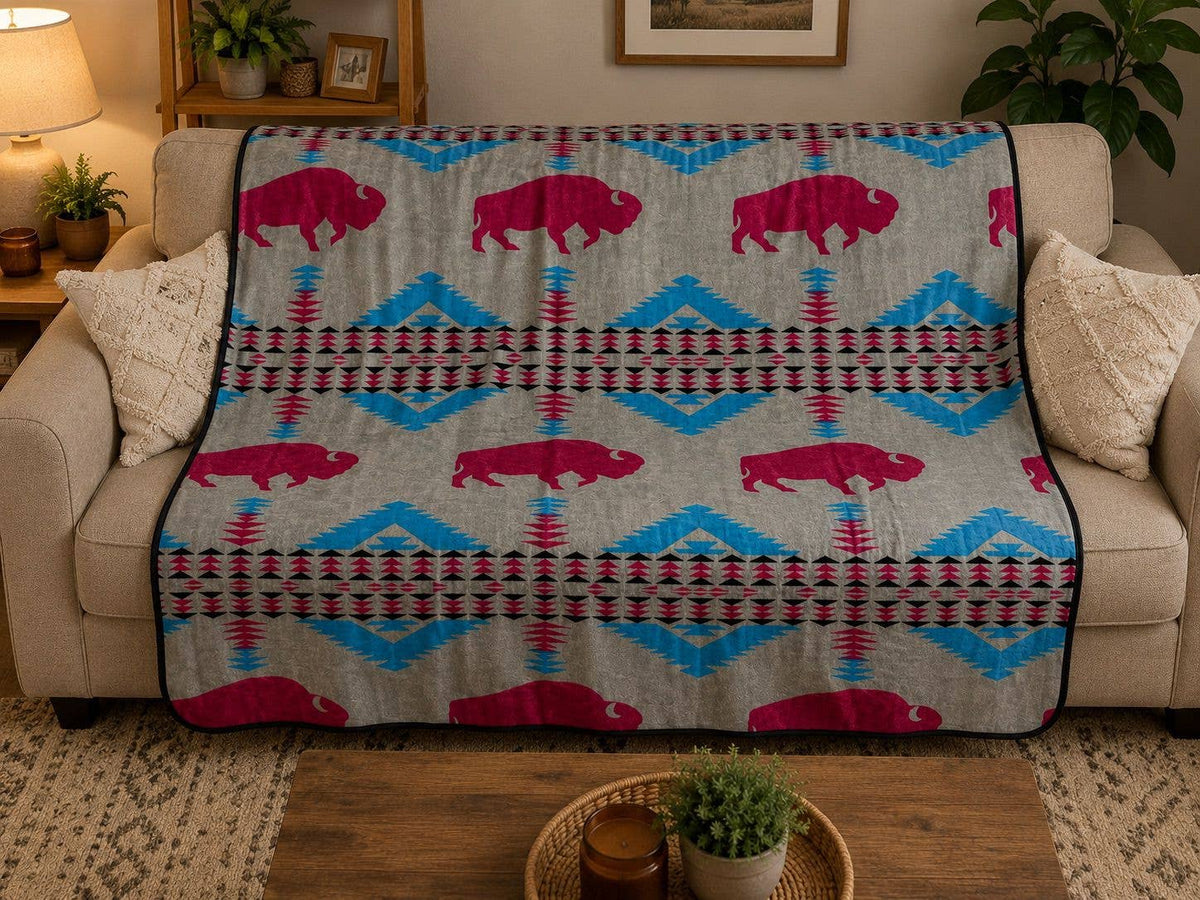 Buffalo 2 Ply Flannel Blanket – Throw Size 50 X 60 Inch : Buffalo Cream