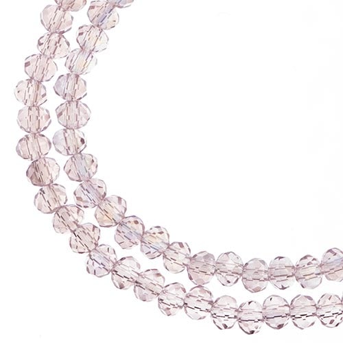 Crystal Lane DIY Rondelle 2 Strand 7in (apx110pcs) 3x4mm Transparent Pink AB