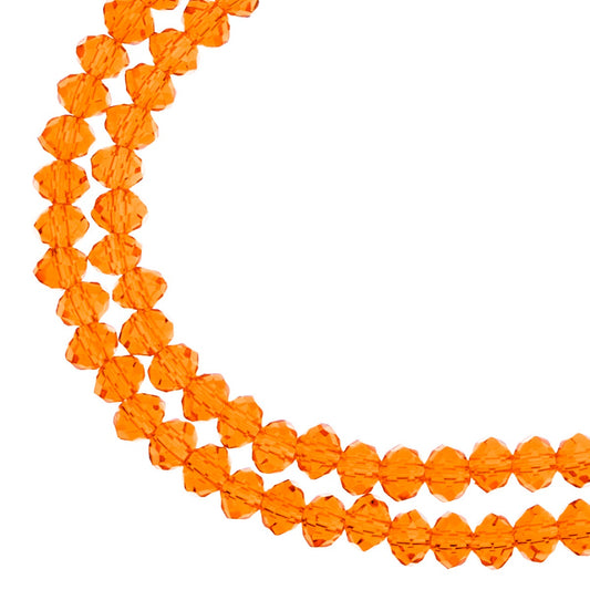 Crystal Lane DIY Rondelle 2 Strand 7in (apx110pcs) 3x4mm Transparent Orange