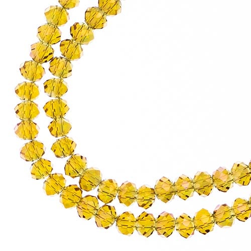 Crystal Lane DIY Rondelle 2 Strand 7in (apx110pcs) 3x4mm Transparent Light Amber w/Purple Luster