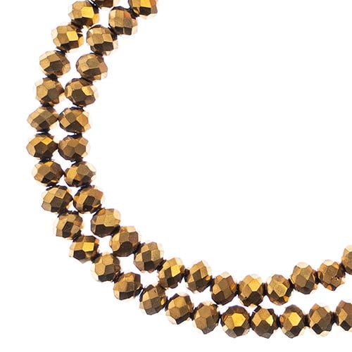 Crystal Lane DIY Rondelle 2 Strand 7in (apx110pcs) 3x4mm Opaque Gold Iris