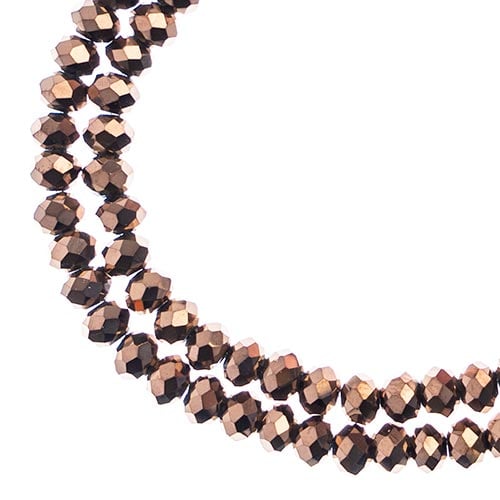Crystal Lane DIY Rondelle 2 Strand 7in (apx110pcs) 3x4mm Opaque Copper Iris