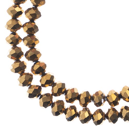 Crystal Lane DIY Rondelle 2 Strand 7in (apx58pcs) 6x8mm Opaque Gold Iris