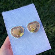 Beaded Butterfly Heart Earrings