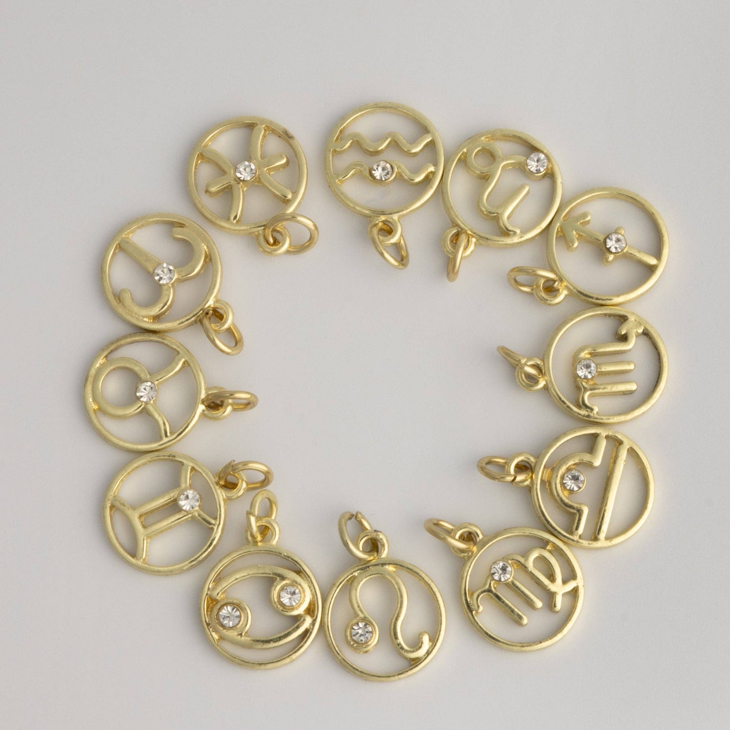 Gold Zodiac Symbols Set of 12 Astrology Charms