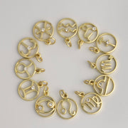 Gold Zodiac Symbols Set of 12 Astrology Charms