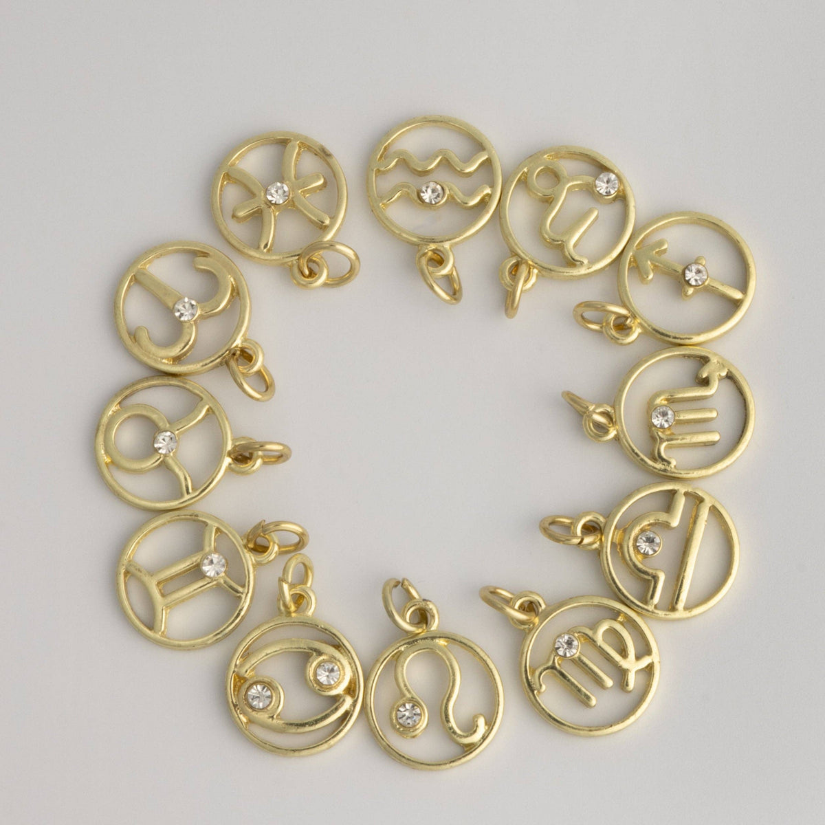 Gold Zodiac Symbols Set of 12 Astrology Charms