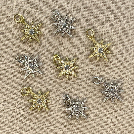 Star Charms with Rhinestone 8pc