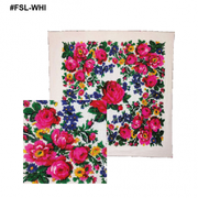 Nativo - FSL-WHI - Large Metallic Floral Scarf 44″x44″