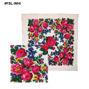 Nativo - FSL-WHI - Large Metallic Floral Scarf 44″x44″